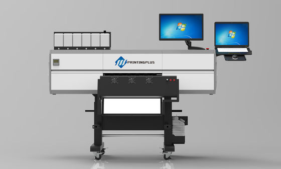 Printer transfer DTF dikeringkan di depan tujuh nozel cetak